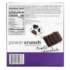 BNRG, Barrita proteica y energética Power Crunch, Chocolate triple, 12 barritas, 40 g (1,4 oz) cada una