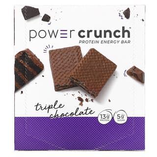 BNRG, Barre énergétique protéinée Power Crunch, Triple chocolat, 12 barres, 40 g chacune