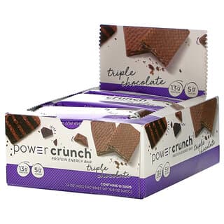 BNRG, Power Crunch, Barras Energéticas de Proteína, Chocolate Triplo, 12 Barras, 40 g (1,4 oz) Cada