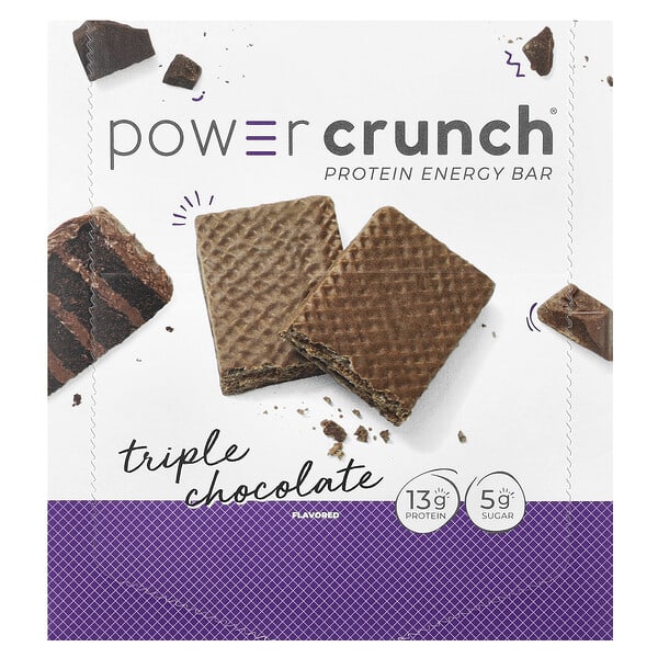 BNRG, Power Crunch® 蛋白質能量棒，三重巧克力，12 塊，每塊 1.4 盎司（40 克）