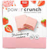 BNRG, Power Crunch, חטיף אנרגיה המכיל חלבון, תותים בשמנת, 12 חטיפים, 40 גרם (1.4 אונקיות) ליחידה