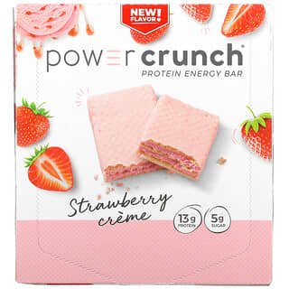 BNRG, Power Crunch 蛋白能量棒，草莓奶油，12 根，每根 1.4 盎司（40 克）  