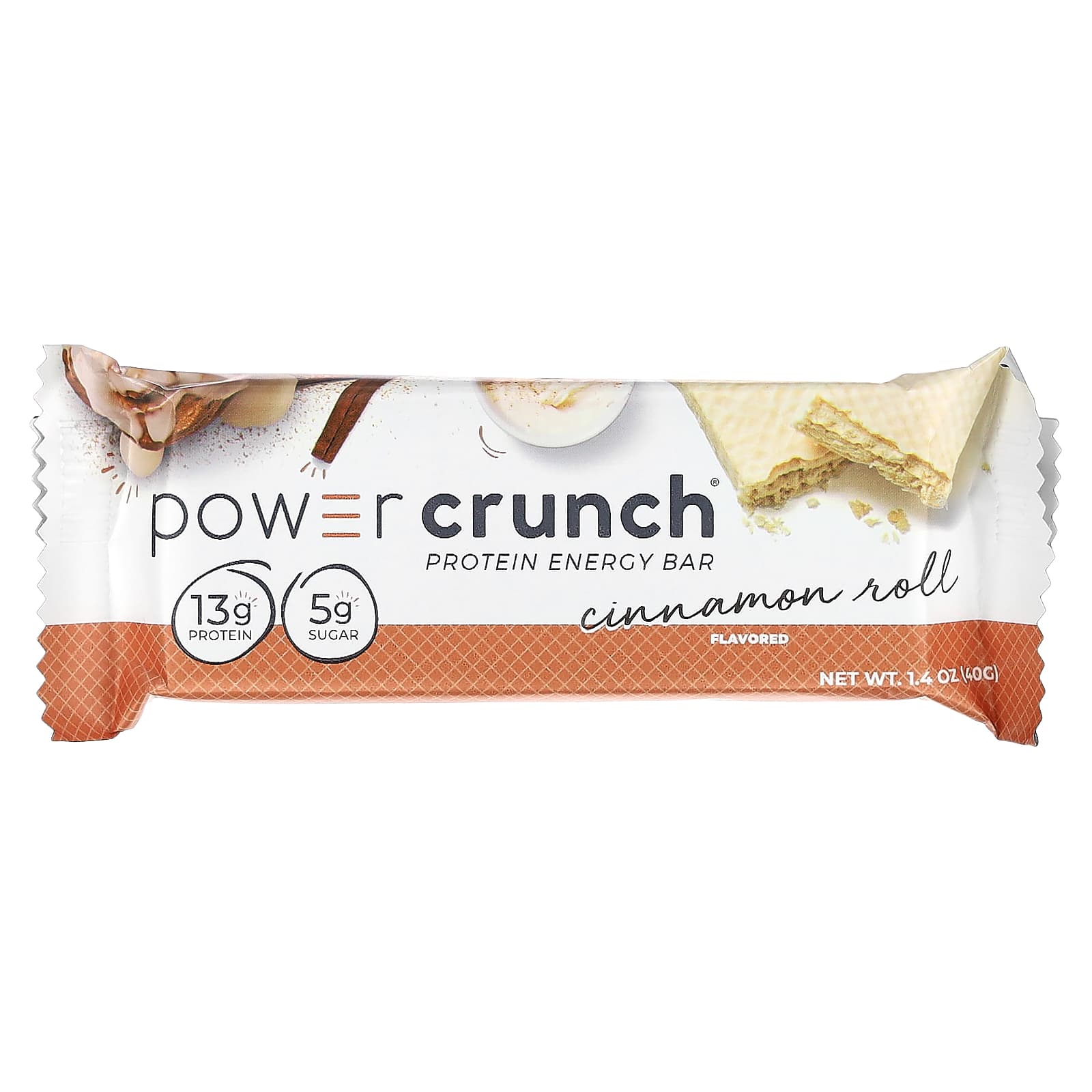 BNRG, Power Crunch（パワークランチ）プロテインエナジーバー、シナモンロール、12本、各40g（1.4オンス）