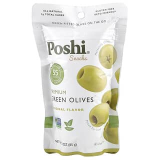 Poshi‏, חטיפים, זיתים ירוקים באיכות פרימיום, מקורי, 85 גרם (3 אונקיות)