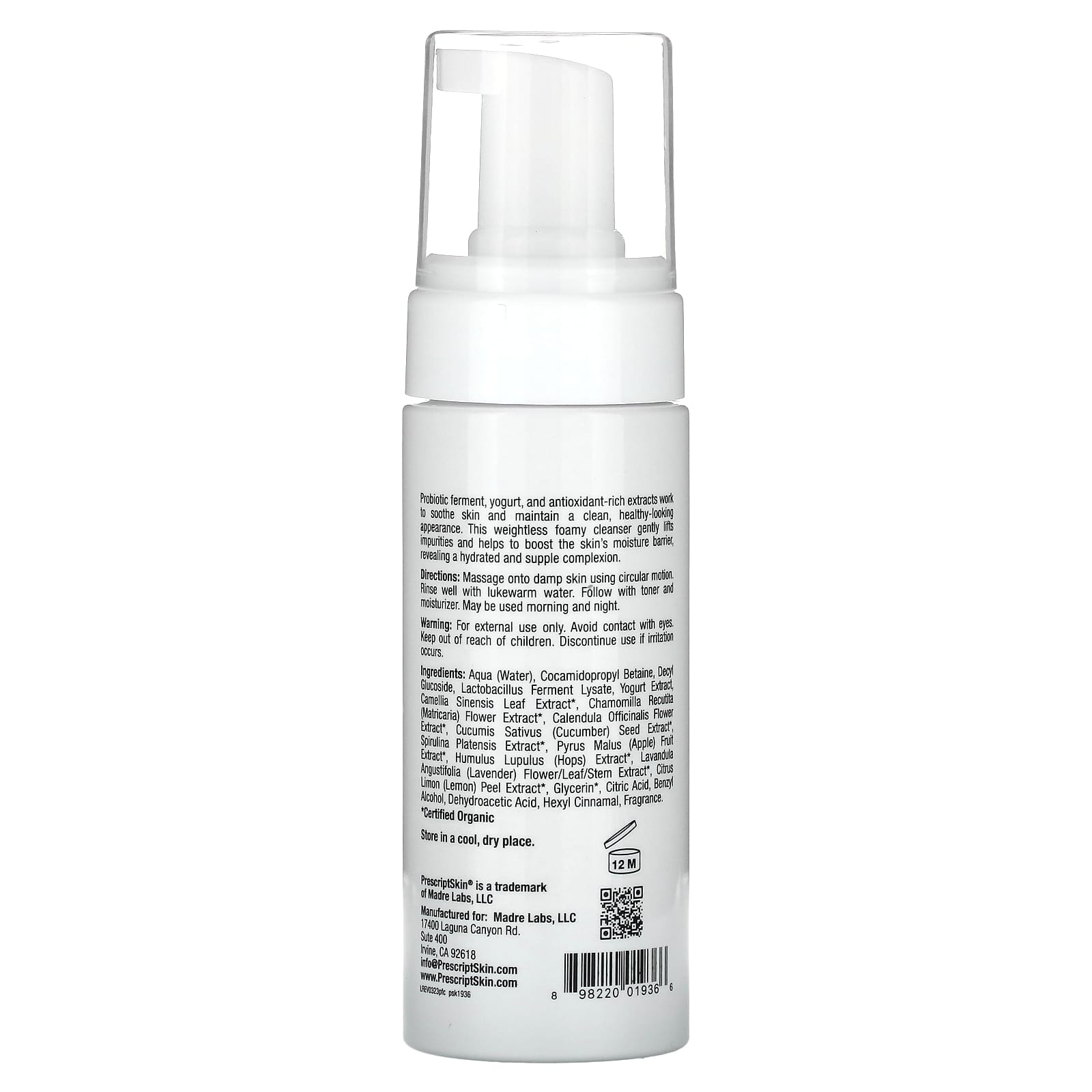 PrescriptSkin, Probiotic Foaming Cleanser, 5.4 fl oz (160 ml) Image 3