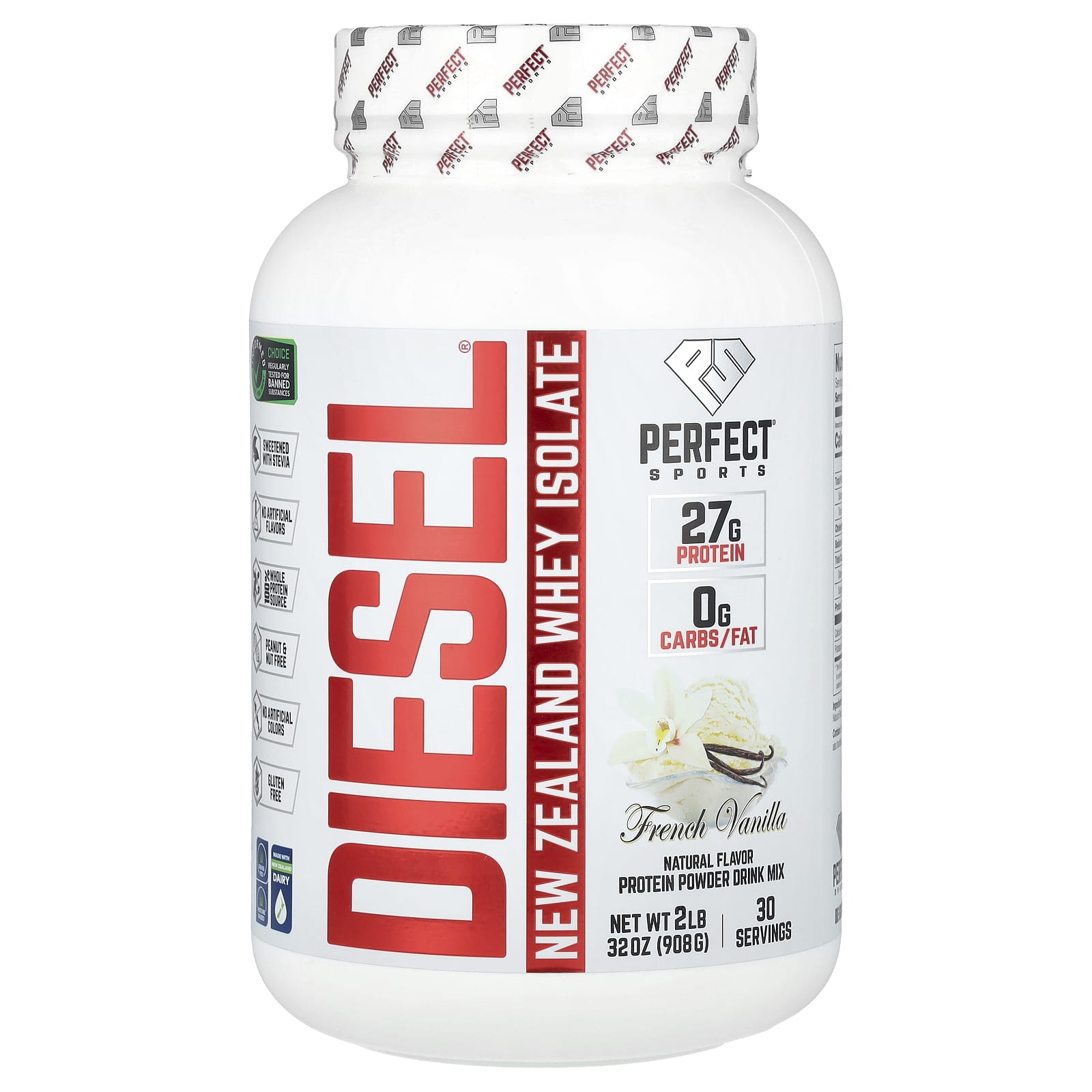 Perfect Sports Diesel New Zealand Whey Isolate French Vanilla 2 Lb 32 Oz 908 G 8989