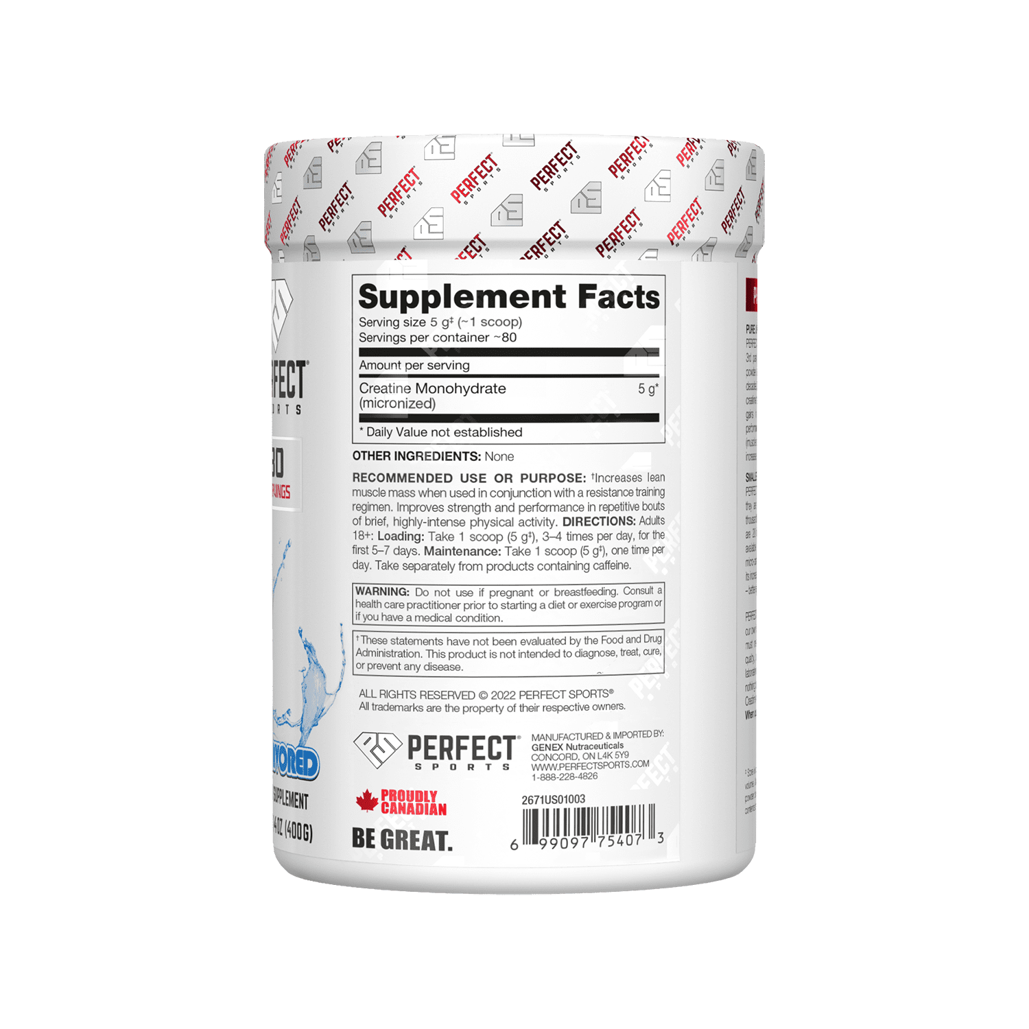 Perfect Sports, Creatine, Unflavored, 14 oz (400 g)