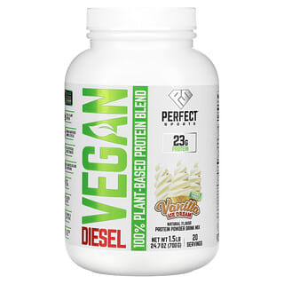 Perfect Sports, Vegan Diesel, 100% Plant-Based Protein Blend, Vanilla Ice Cream, 1.5 lb (700 g)