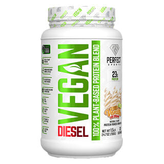 PERFECT Sports, Vegan Diesel, 100% Plant-Based Protein Blend, Vanilla Ice Cream, 1.5 lb (700 g)