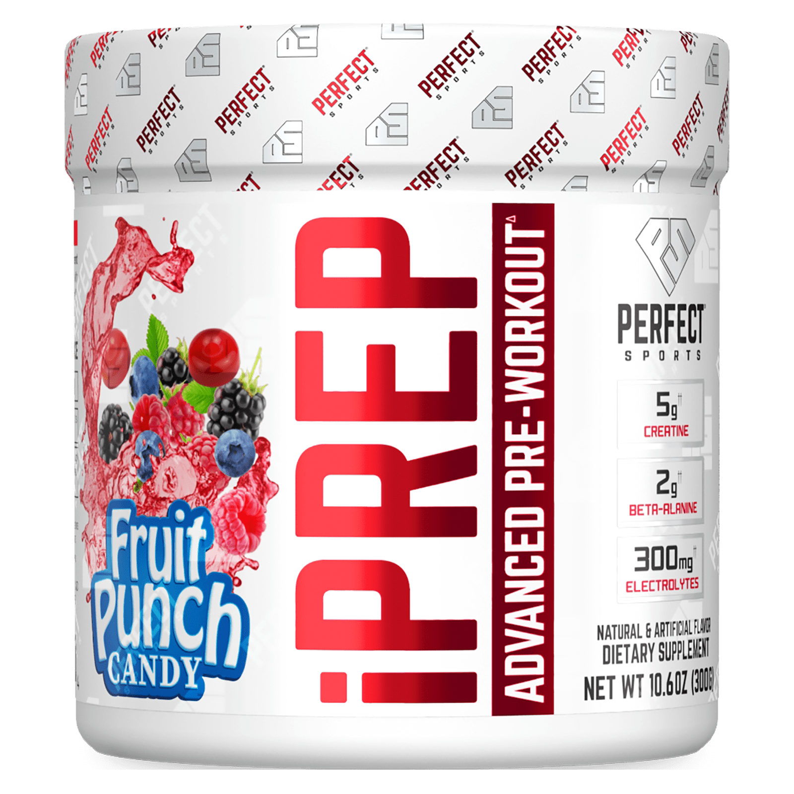 PERFECT Sports, iPrep, Advanced PreWorkout, Fruit Punch Candy, 10.6 oz (300 g)