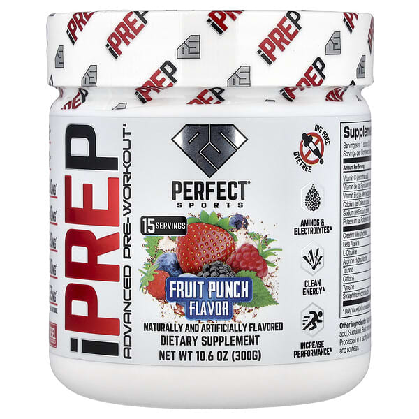 PERFECT Sports iPrep, Advanced Pre-Workout, Fruit Punch, 10.6 oz (300 g)