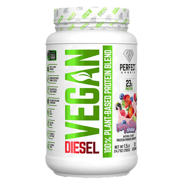 Diesel, Vegan, 100% Plant-Based Protein Blend, Very Berry Splash, 1.5 lb (700 g)