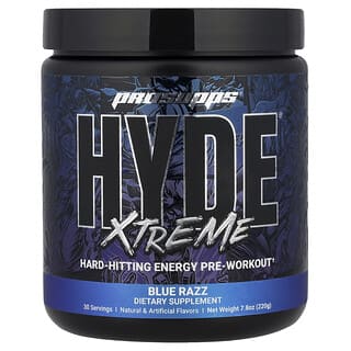 ProSupps, Hyde Xtreme, Preentrenamiento con energía contundente, Razz azul, 210 g (7,4 oz)