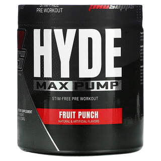 ProSupps, Hyde Max Pump, Pré-treino sem estimulação, Ponche de Frutas, 280 g (9,87 oz)