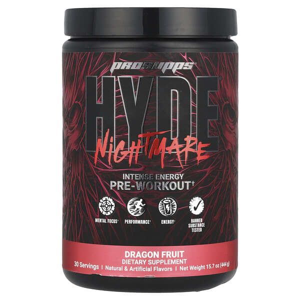 ProSupps HYDE® Nightmare, Intense Energy Pre-Workout, Dragon Fruit, 15.7 oz (444 g)