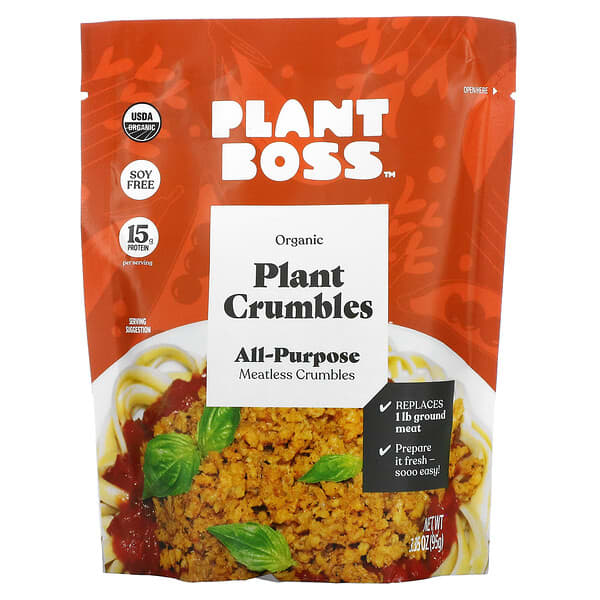 Plant Boss, Organic All Purpose Meatless Plant Crumbles, 3.35 oz (95 g)