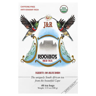 J&R Port Trading, Té rojo rooibos puro, sin cafeína, 40 bolsitas de té, 3.53 oz (100 g)