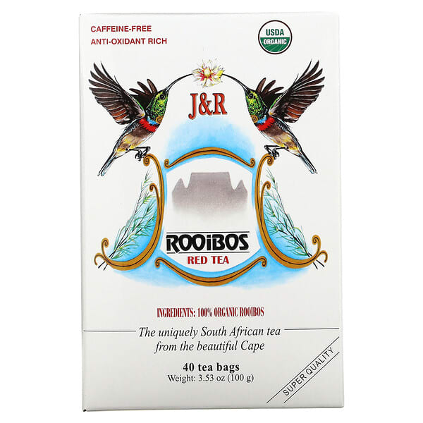 J&R Port Trading, ピュアルイボスレッドティー（Pure Rooibos Red Tea）, カフェインフリー, 40ティーバッグ, 3.53オンス（100 g）