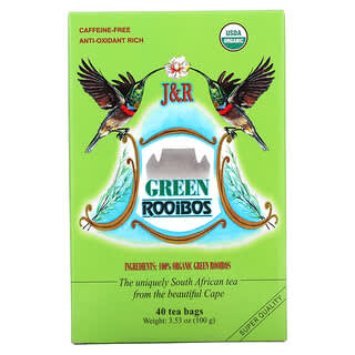 J&R Port Trading Co., Green Rooibos, Caffeine-Free, 40 Tea Bags, 3.53 oz (100 g)