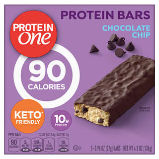 Protein One, Barritas de proteína, Chispas de chocolate, 5 barritas, 27 g (0,96 oz) cada una