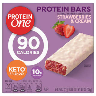 Protein One, Barritas proteicas, Fresas y crema, 5 barritas, 27 g (0,96 oz) cada una