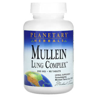 Planetary Herbals, Mullein, Complejo pulmonar, 425 mg, 90 comprimidos
