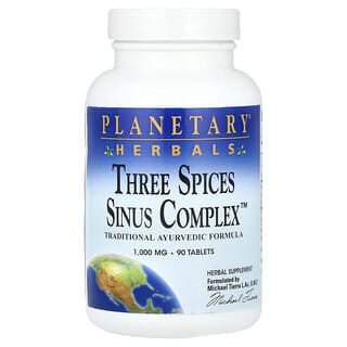 Planetary Herbals, комплекс із трьома спеціями, Sinus Complex™, 1000 мг, 90 таблеток (500 мг в 1 таблетці)