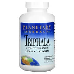 Planetary Herbals, Triphala, Bem-Estar do Trato GI, 1.000 mg, 180 Comprimidos