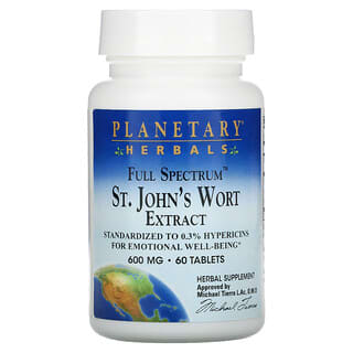 Planetary Herbals, Full Spectrum St. John's Wort Extract, 600 mg, 60 Tablets