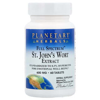 Planetary Herbals, екстракт звіробою повного спектру дії, 600 мг, 60 таблеток