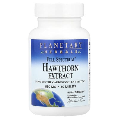 Planetary Herbals, Full Spectrum, Hawthorn Extract, 550 mg, 60 Tablets