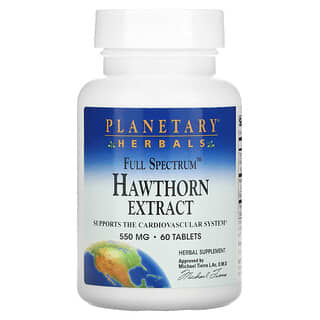 Planetary Herbals, Full Spectrum Hawthorn Extract, 550 mg, 60 Tablets