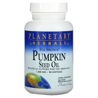 Planetary Herbals, Aceite de semilla de calabaza de espectro completo, 1000 mg, 90 cápsulas blandas