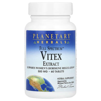 Planetary Herbals, Full Spectrum, Vitex Extract, 500 mg, 60 Tablets