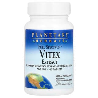 Planetary Herbals, Extracto de Vitex de amplio espectro, 500 mg, 60 comprimidos