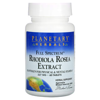 Planetary Herbals, Extrato de Rhodiola Rosea, Espectro Completo, 327 mg, 60 Comprimidos