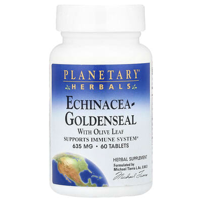 Planetary Herbals, Echinacea - Goldenseal with Olive Leaf, 60 Tablets (317 mg each)