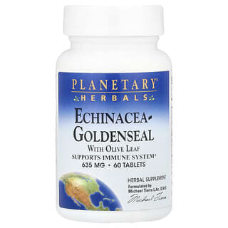 Planetary Herbals, Echinacea-Goldenseal with Olive Leaf, Echinacea-Gelbwurzel mit Olivenblatt, 635 mg, 60 Tabletten (317 mg pro Tablette)