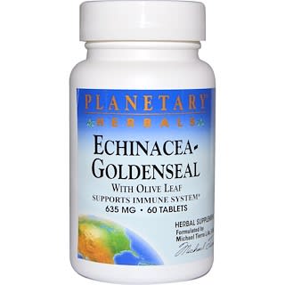 Planetary Herbals, Эхинацея и желтокорень с оливковыми листьями, 635 мг, 60 таблеток