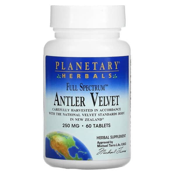 Planetary Herbals, Velours de ramure, spectre intégral, 250 mg, 60 comprimés