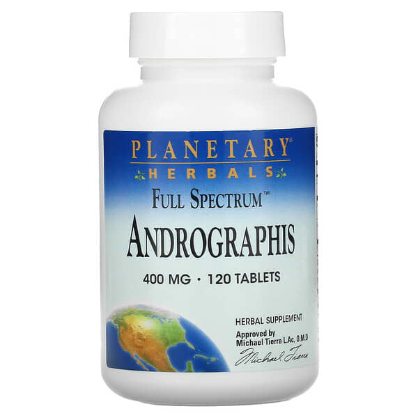 Planetary Herbals, Andrographis, Spectre complet, 400 mg, 120 Comprimés