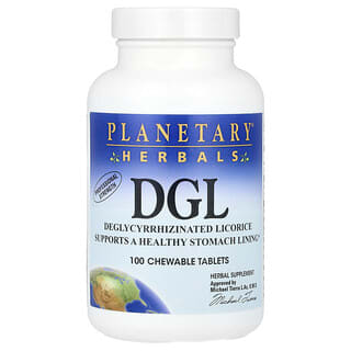 Planetary Herbals, DGL（デグリチルリチン酸甘草）、チュアブルタブレット100粒