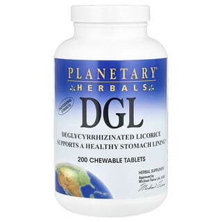 Planetary Herbals, DGL, Deglycyrrhizinated Lakritz, 200 Kaubar Tabletten