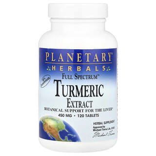 Planetary Herbals, Extrato de Cúrcuma Full Spectrum™, 450 mg, 120 Comprimidos