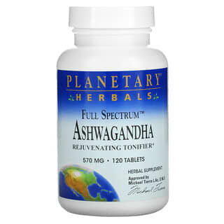 Planetary Herbals, Ashwagandha à spectre complet, 570 mg, 120 comprimés