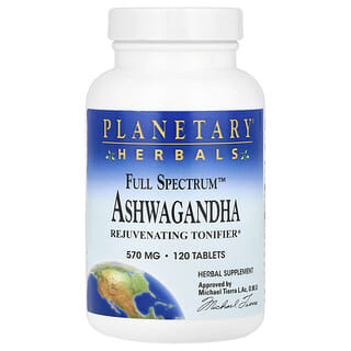 Planetary Herbals, Tam Spektrumlu Ashwagandha, 570 mg, 120 Tablet