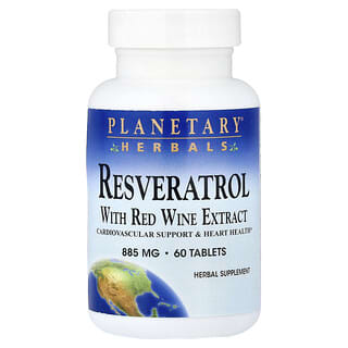 Planetary Herbals, ресвератрол с экстрактом красного вина, 60 таблеток