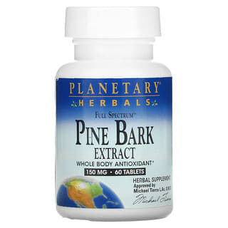 Planetary Herbals, Extracto de corteza de pino de espectro completo, 150 mg, 60 comprimidos