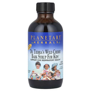 Planetary Herbals, El suplemento de aceites esenciales Essential Living Oils de Dr. Tierra's, Jarabe de corteza de cereza silvestre para niños, Cereza silvestre, 118,28 ml (4 oz. líq.)