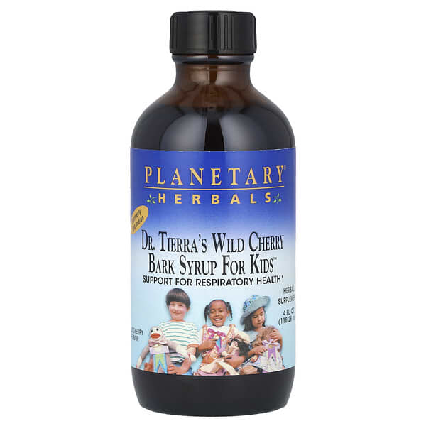 Planetary Herbals Dr. Tierra's Wild Cherry Bark Syrup For Kids, Wild Cherry, 4 fl oz (118.28 ml)